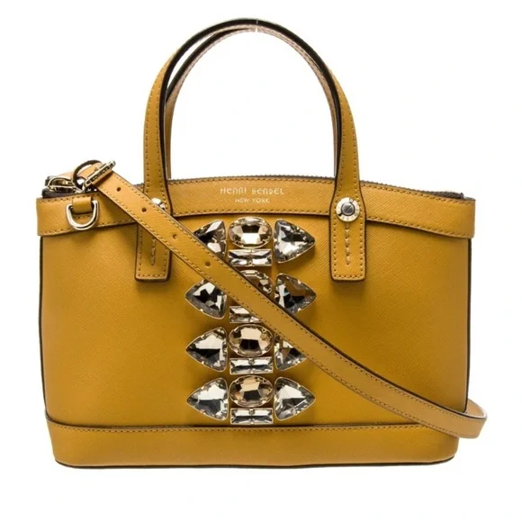 Henri Bendel Leather Hand Tote Shoulder Bag Bijou Camel With Crossbody Strap - Picture 1 of 15